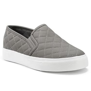 Imagem de Jenn-ardor Tênis feminino sem cadarço perfurado/acolchoado casual moderno confortável para caminhar, Cinza, 7