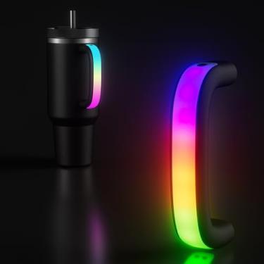 Imagem de Alça de copo com iluminação LED de 6 cores para Stanley 1,134 g/850 g, alça confortável para garrafa de água Stanley Tumbler - compatível com acessórios Stanley Cup de 1,134 g, uso para atividades ao