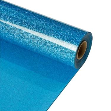 Imagem de RENLITONG Rolos de vinil de transferência de calor HTV com glitter azul - 30,5 cm x 6 m com glitter em vinil para camiseta e silhueta, fácil de cortar e remover ervas daninhas para design de