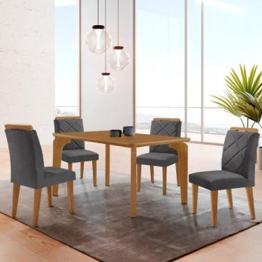Imagem de Mesa de Jantar Liz 120cm MDF Canto copo e com 4 Cadeiras Melissa - Mod