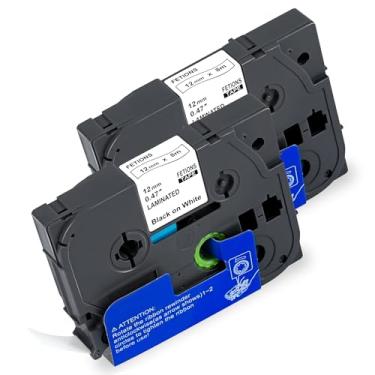 Imagem de Fita adesiva TZe-231 de substituição para Brother P-Touch Label Maker PT-D210 D220 H110 D600 D400 da FETIONS, compatível com TZe TZ 12 mm x 8 m fita impermeável laminada de 1,2 cm, preto sobre branco,