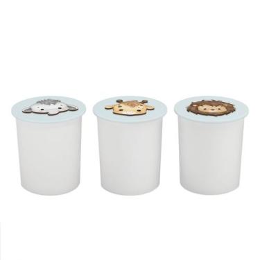 Imagem de Trio de Potes Kit Higiene Bebê Lavável Safari Baby Nuvem - Neném na Nu