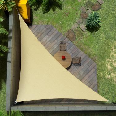 Imagem de Amgo Toldo Vela Triangular Retangular Bege De 18' X 25,5', Cobertura Agslt Com Proteção Uv 95%, Permeável À Água E Ao Ar, 200 G/M² Para Serviços Pesados, Comercial Residencial (Fabricamos Tamanhos P