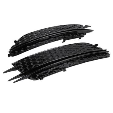 Imagem de Par de Front Bumper Grill Gloss Black 4G0807682, Aparência Elegante Fog Lamp Grille Trim para C7 2012-2015, Trabalhada a Partir de Material ABS,