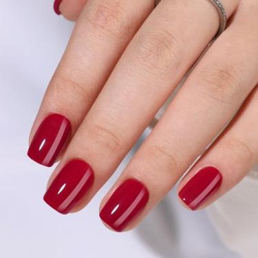 Imagem de RTKHFZE Unhas Postiças De Gel Macio Quadrado Vermelho, Curtas E Com Cola, Encaixe Perfeito, Bastão Reutilizável Em 16 Tamanhos, Kit 32 Peças