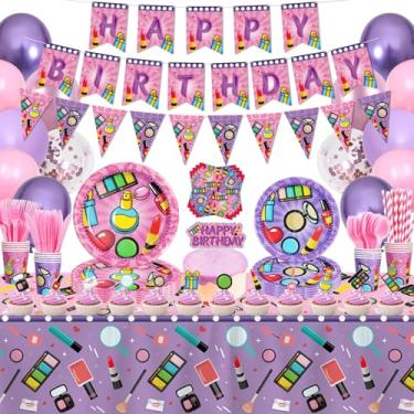 Imagem de INSPIREYEE 234 Peças Decoração Para Festa De Spa Maquiagem Suprimentos Aniversário Talheres Louças Papel Lembrancinhas Temáticas Princesa Doce Chá Bebê Serve 20