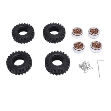 Imagem de 1.0 Oval Roda Hubs Alumínio Liga Hub e Pneu De Borracha Set para 1/24 Escala Escalada Carro Durável Leve Off Road Crawler Acessórios 4PCS (Bronze antigo)