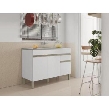 Imagem de Balcão Gabinete de Pia 120 cm 3 Portas Sem Tampo Kits Paraná - Kit's P