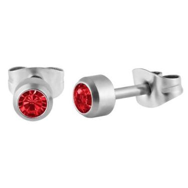 Imagem de Brinco Aço Ponto de Luz Zircônia Vermelha 4,75mm - Convex