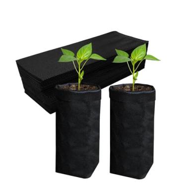 Imagem de Belit 100 unidades de sacos de cultivo de berçário de 34,3 cm A, recipiente de vasos de plantas não tecido para iniciar plantas com raízes profundas, vegetais, flores, mudas de árvore, preto