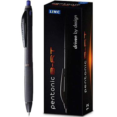 Imagem de linc Pentonic Blue BR-T Canetas esferográficas retráteis de 0,7 mm de ponta fina, 12 CT a granel | Canetas premium leves e suaves para diário, planejador, sem sangria e sensação de pena, caneta de escritório, enchimento de meia