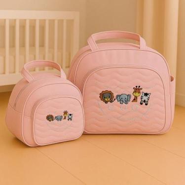 Imagem de Kit 2 Bolsas para Saida Maternidade Bordadas Menino e Menina Arca de N