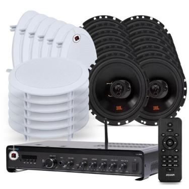 Imagem de Kit Som Ambiente Academia Salão Lojas Bluetooth Conexão Tv Usb Sd Slim