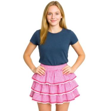 Imagem de Saia São João Festa Junina Caipira Adulto Juvenil Quadrilha Rosa Rodad