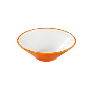 Imagem de Estilo chinês doméstico cor sólida esmalte simples Zhongcai tigela de macarrão resistente ao calor anti-queda - tigela de chapéu laranja e branco de 18 cm
