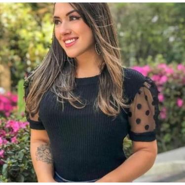 Imagem de blusa feminina manga curta princesa em tule - moda filo, M