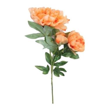 Imagem de Galho com 3 Flores Peonia - Laranja 90cm - Kaza Decore