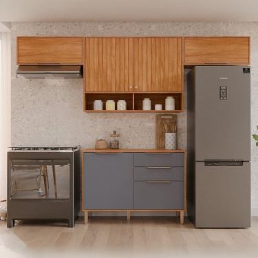 Imagem de Cozinha Compacta 4 Peças 100% Mdf Divina Cinamomo/Titânio