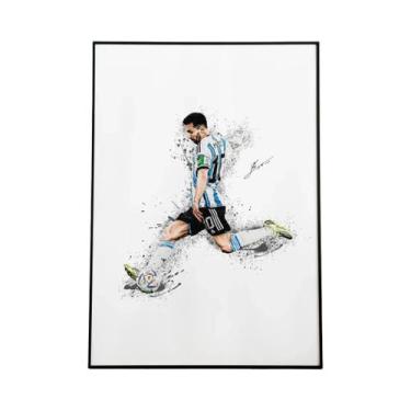 Imagem de Lionel Messi Mbappé Neymar Abstrato Aquarela Atleta Pintura Em Tela Ar