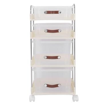Imagem de Carrinho de utilidade rolante com gavetas pp clear armazenamento móvel carrinho de trava de trava para quarto sala de estar escritório leve transparente robusto (4 camada (2 alta 2 baixa))