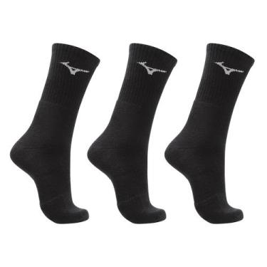 Imagem de Meia Cano Alto Mizuno Prime Tam. 39-44 Pacote Com 3 Pares, Preto, 39-4