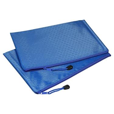 Imagem de PATIKIL Sacos de arquivo impermeáveis com zíper pacote com 5 pastas de armazenamento de documentos B5 bolsa de lápis para viagens de escritório, azul