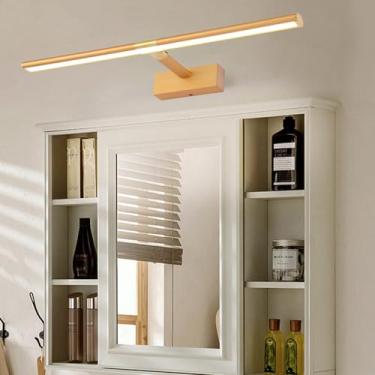 Imagem de Lâmpada de parede LED com haste retrátil de 18 cm a 26 cm, espelho de banheiro, à prova d'água, alumínio, espelho, iluminação de parede, arandela, espelho, galeria de pinturas (luz quente dourada, 70