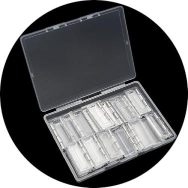 Imagem de Adyoney 20 mini dobradiças transparentes de 38 mm x 45 mm, dobradiça dobrável de acrílico transparente de 4 cm com pino de dobradiça de ferro, dobradiça pequena para caixa de joias, caixa de