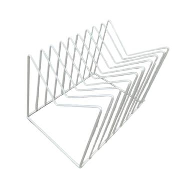 Imagem de IEUDNS Organizador de arquivos de mesa, organizador de estante de mesa, suporte para livros, decoração, porta-revistas multifuncional elegante, Branco