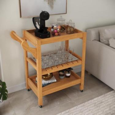 Imagem de Carrinho de Café Multiuso Server c/ Rodízios Madeira - Ofertamo, Natur