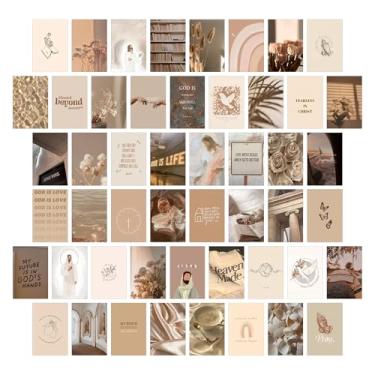 Imagem de Decoração de quarto cristã, kit de colagem de parede cristã, 50 peças de impressões e pôsteres de arte de parede estética, 10 x 15 cm, decoração de parede neutra para quarto, citações da Bíblia e