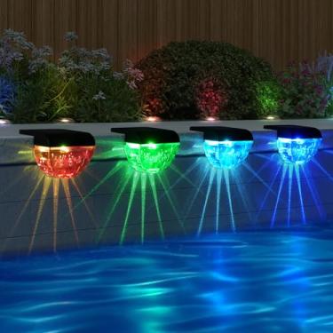 Imagem de Melunar Pacote com 16 luzes solares para deck ao ar livre, luzes solares à prova d'água para exterior, quintal, pátio, jardim, piscina, trilhos, escadas, cerca (mudança de cor)