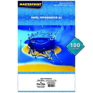 Imagem de Papel Fotográfico A3 180G Glossy Branco Brilhante 100 Folhas