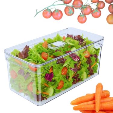 Imagem de Organizador de Geladeira com Tampa 5L – Transparente, Livre de BPA, Ideal para Verduras, Legumes, Frutas e Saladas