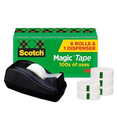 Imagem de Scotch Magic Tape, Standard Width, Writeable, Matte Finish, The Original, Engineered for Repairing, Great for Gift Wrapping, 3/4 x 1000 Inches, Boxed, 3 Rolls (810K3)