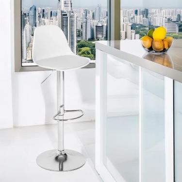 Imagem de Banqueta Alta Estofada com Base Giratória e Regulagem de Altura - Ícar