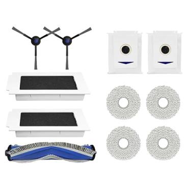 Imagem de Escova principal/escova lateral/tela de filtro + pano de esfregão + saco de poeira compatível com Yeedi M12 PRO+ M12 Ultra Plus Ecovacs T30 Pro T30 Max T30S peças de reposição para aspirador de pó