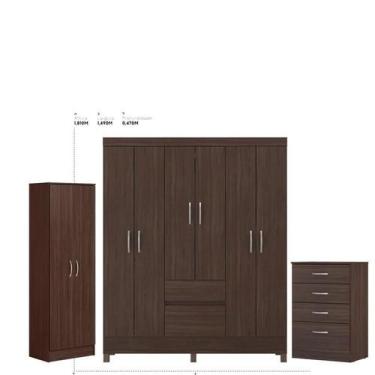 Imagem de Guarda Roupa Casal Flash 2 com Multiuso Golden com Cômoda Astral Café 