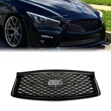 Imagem de Grade de para-choque de carro tiras decorativas kit de corpo grade de corrida grade de para-choque dianteiro compatível com Q50SL 2018-2025 parte externa (preto fosco)