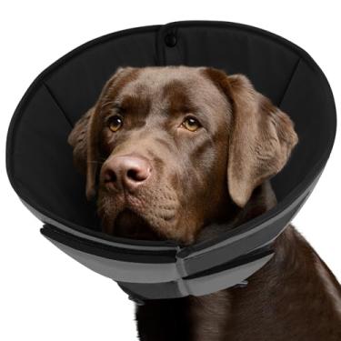 Imagem de Queenmore Cones para cães grandes, cone macio para raças grandes, cone para cães após a cirurgia, coleira elizabetana ajustável para animais de estimação para evitar ferimentos lambidos, cinza G