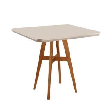 Imagem de Mesa de Jantar Atenas Madeira Maciça 90X90cm Tampo Quadrado Vidro Móve