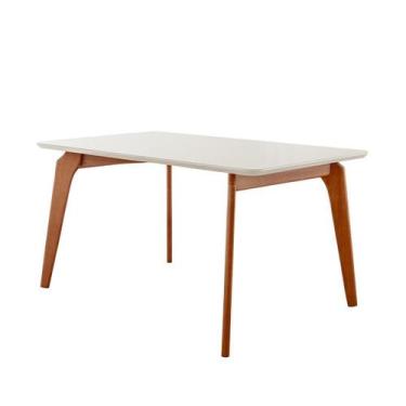 Imagem de Mesa de Jantar Paris Madeira Maciça 140x80cm Tampo Retangular Vidro Mó