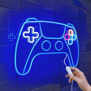 Imagem de Placa neon de jogos para decoração de parede de jogadores - Brilho ajustável, alimentada por USB, luzes LED personalizadas, arte de parede, cartazes, presentes para adolescentes, decoração de quarto