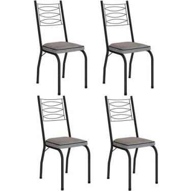 Imagem de Kit 4 Cadeiras Aço Carbono Tubular Metálica Acabamento D-25 Luana Pret