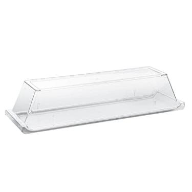 Imagem de Bandeja Servir Retangular Com Tampa 15x50 Branca em Plástico Não Quebra Linha Profissional Cook Linha Premium