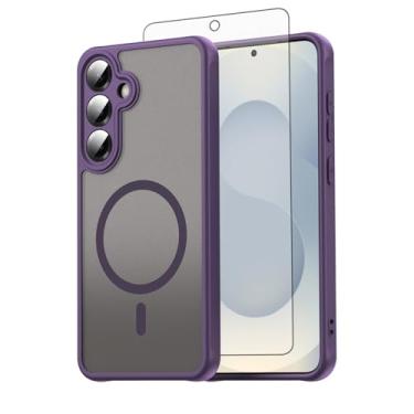 Imagem de Asuwish Capa de celular para Samsung Galaxy S24 Plus/S25 Plus S24+ S25+ 5G, compatível com Magsafe Magnetic, parte traseira fosca translúcida, célula protetora à prova de quedas S24Plus 24S + S 24 24+