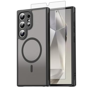 Imagem de Asuwish Capa de celular para Samsung Galaxy S24 Ultra 5G, compatível com Magsafe Magnetic, translúcido fosco anti-impressão digital, capa protetora à prova de queda S24Ultra 24S S 24 24Ultra feminina