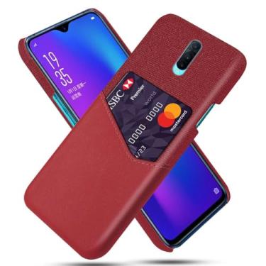 Imagem de Capa para OPPO R17 Pro,Anti-deslizamento,Proteção contra quedas de 360°,Resistência à impressão digital,Tela e caso de couro PU com 1 slot de cartão atrás-Red