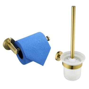 Imagem de Acessórios para banheiro em ouro escovado, toalheiro, escova de vaso sanitário, suporte para rolo de papel, barra de toalha, gancho para sabonete, ferragens para banheiro, prateleira de parede (c