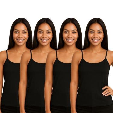 Imagem de Kit 4 Blusas Regata Feminina de Alcinha Lisa-Feminino